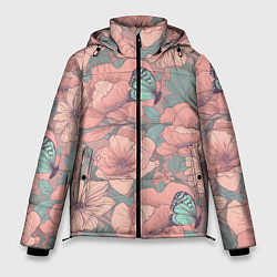 Мужская зимняя куртка Паттерн с бабочками и цветами
