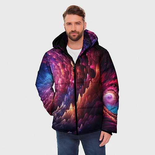 Мужская зимняя куртка Звездная космическая спираль / 3D-Черный – фото 3
