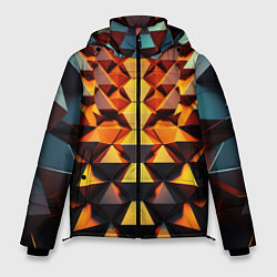Куртка зимняя мужская Объемные кубы полигон, цвет: 3D-черный
