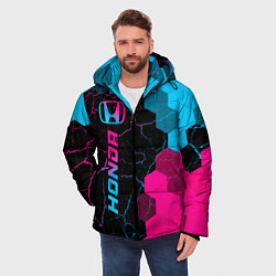 Куртка зимняя мужская Honda - neon gradient: по-вертикали, цвет: 3D-черный — фото 2