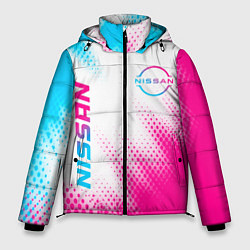 Куртка зимняя мужская Nissan neon gradient style: надпись, символ, цвет: 3D-черный