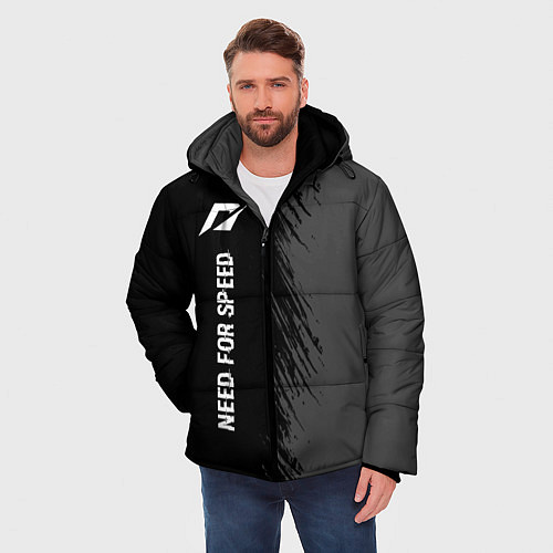 Мужская зимняя куртка Need for Speed glitch на темном фоне: по-вертикали / 3D-Черный – фото 3