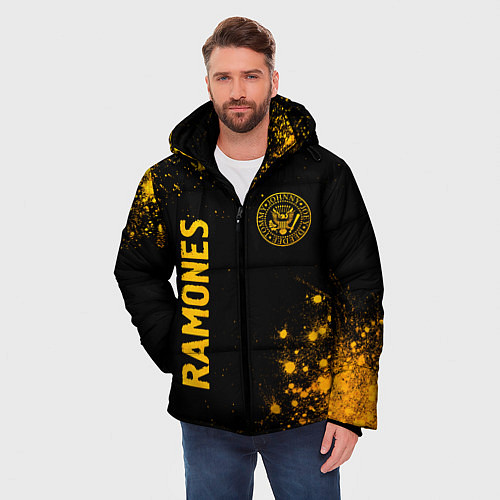 Мужская зимняя куртка Ramones - gold gradient: надпись, символ / 3D-Черный – фото 3