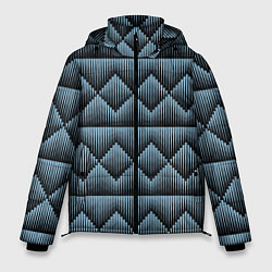 Куртка зимняя мужская Черные синие объемные ромбы, цвет: 3D-черный