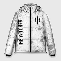 Куртка зимняя мужская The Witcher glitch на светлом фоне: надпись, симво, цвет: 3D-черный