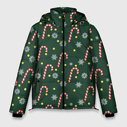 Мужская зимняя куртка Рождественский леденец и снежинки узор