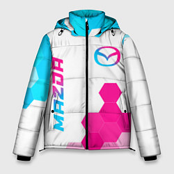 Куртка зимняя мужская Mazda neon gradient style: надпись, символ, цвет: 3D-черный