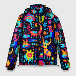 Куртка зимняя мужская Космические веселые монстрики, цвет: 3D-черный