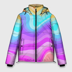 Куртка зимняя мужская Неоновая разноцветная волна, цвет: 3D-черный