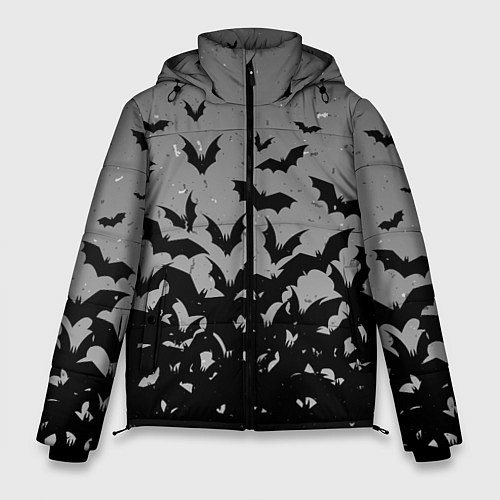 Мужская зимняя куртка Серый фон и летучие мыши / 3D-Светло-серый – фото 1