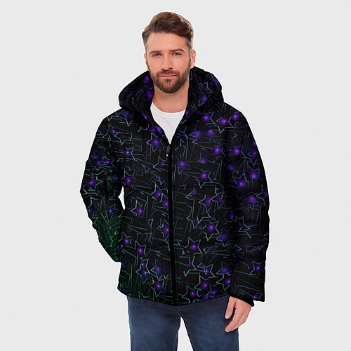 Мужская зимняя куртка Звездные сети / 3D-Черный – фото 3