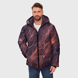 Куртка зимняя мужская Молнии киберпанк, цвет: 3D-черный — фото 2