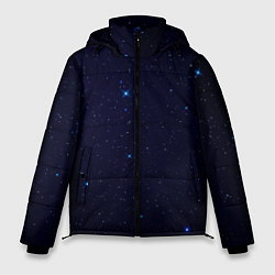 Мужская зимняя куртка Тёмный космос и синие звёзды