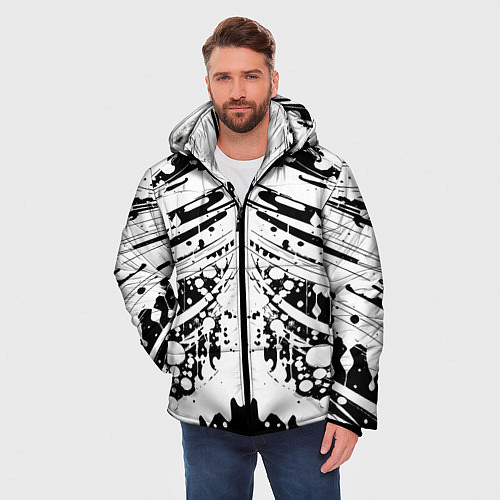 Мужская зимняя куртка Mirror abstraction - vogue / 3D-Черный – фото 3