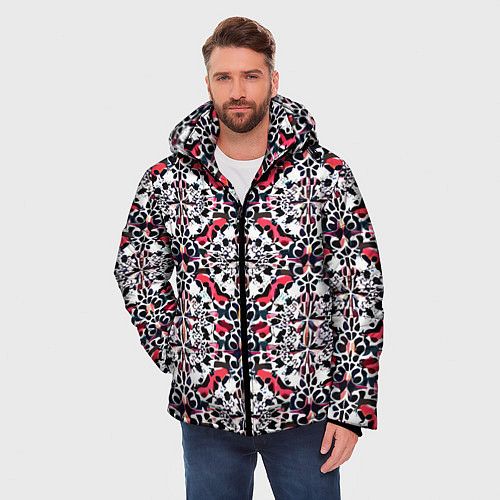 Мужская зимняя куртка Геометрический паттерн - нейросеть / 3D-Черный – фото 3