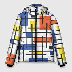 Куртка зимняя мужская Разноцветные прямоугольники, цвет: 3D-черный