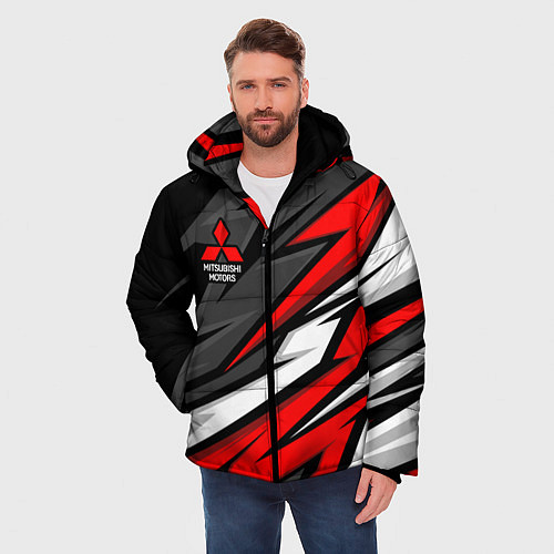 Мужская зимняя куртка Митсубиси - красный спортивный / 3D-Черный – фото 3