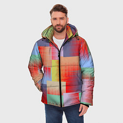 Куртка зимняя мужская Веселая разноцветная клетка, цвет: 3D-черный — фото 2