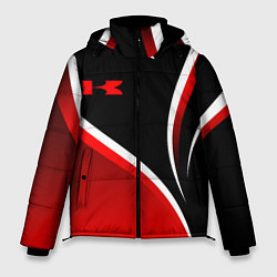 Куртка зимняя мужская Кавасаки - красные волны, цвет: 3D-красный