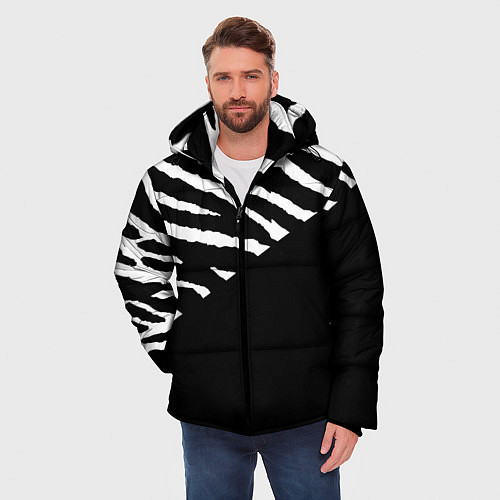 Мужская зимняя куртка Полосы зебры с черным / 3D-Черный – фото 3