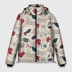Куртка зимняя мужская Флоральная абстракция с пятнами, цвет: 3D-светло-серый