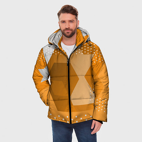 Мужская зимняя куртка Яркий геометрический декоративный фон / 3D-Черный – фото 3
