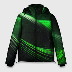 Мужская зимняя куртка Зеленые абстрактные волны