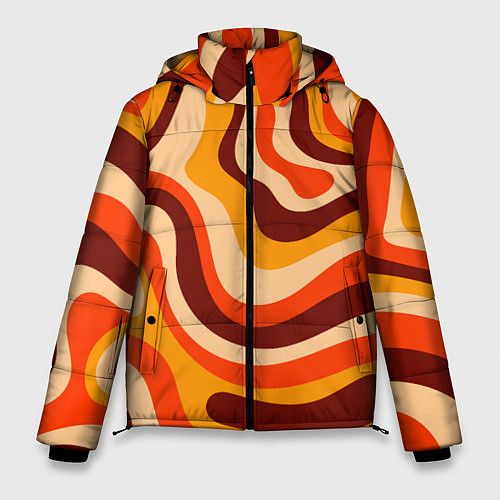 Мужская зимняя куртка Ретро текстура линий / 3D-Красный – фото 1