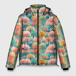 Мужская зимняя куртка Деревья разноцветные узор