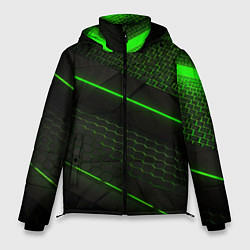Мужская зимняя куртка Зеленая абстракция со светом