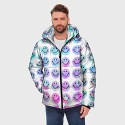 Куртка зимняя мужская Smiley holographic, цвет: 3D-светло-серый — фото 2