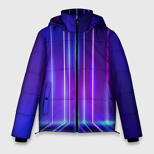Мужская зимняя куртка Neon glow - vaporwave - strips / 3D-Красный – фото 1