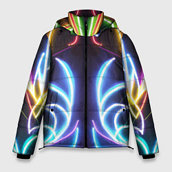 Куртка зимняя мужская Зеркальный неоновый паттерн - нейросеть, цвет: 3D-красный