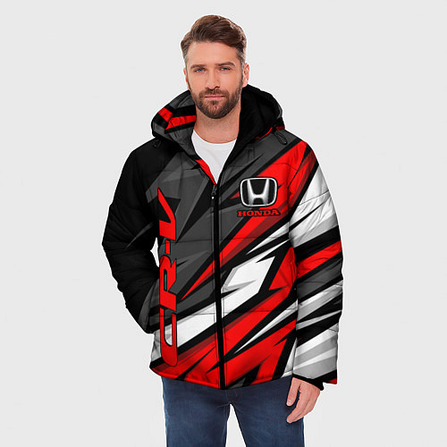 Мужская зимняя куртка Honda - CR-V - геометрия / 3D-Черный – фото 3