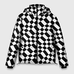 Мужская зимняя куртка Шахматка искажённая чёрно-белая