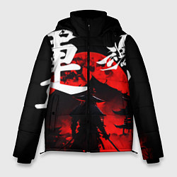 Мужская зимняя куртка Японский самурай и красная луна