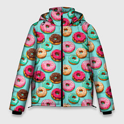 Мужская зимняя куртка Разноцветные пончики паттерн