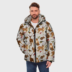 Куртка зимняя мужская Лесные животные, цвет: 3D-черный — фото 2
