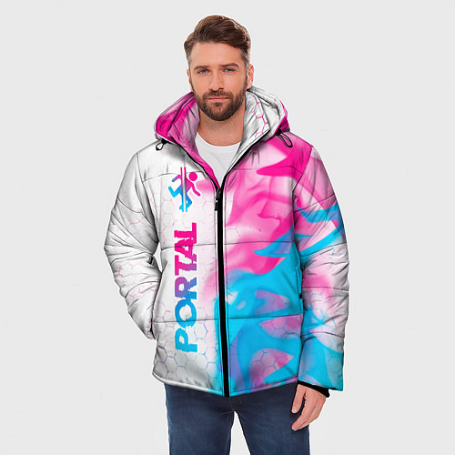 Мужская зимняя куртка Portal neon gradient style: по-вертикали / 3D-Черный – фото 3