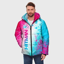 Куртка зимняя мужская Hitman neon gradient style: по-вертикали, цвет: 3D-черный — фото 2