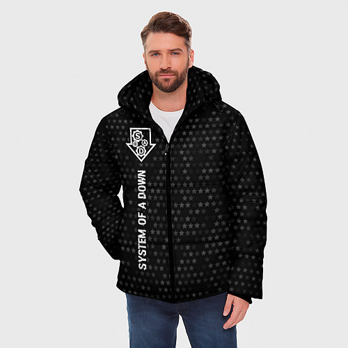 Мужская зимняя куртка System of a Down glitch на темном фоне: по-вертика / 3D-Черный – фото 3