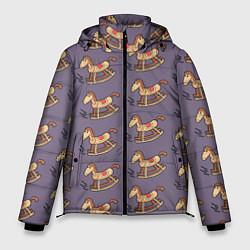Куртка зимняя мужская Деревянные лошадки качалки, цвет: 3D-светло-серый