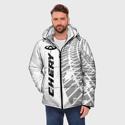 Куртка зимняя мужская Chery speed на светлом фоне со следами шин: по-вер, цвет: 3D-черный — фото 2