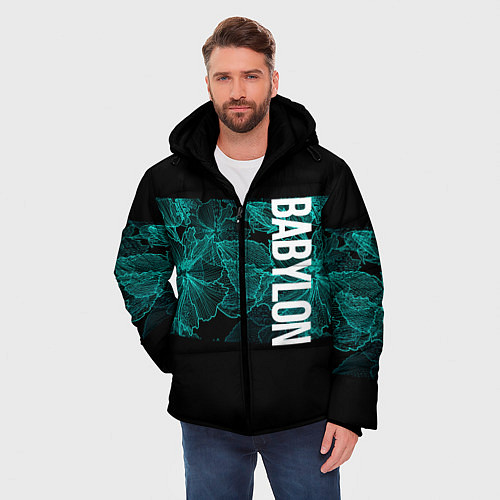 Мужская зимняя куртка Вавилон на фоне цветочных узоров / 3D-Черный – фото 3