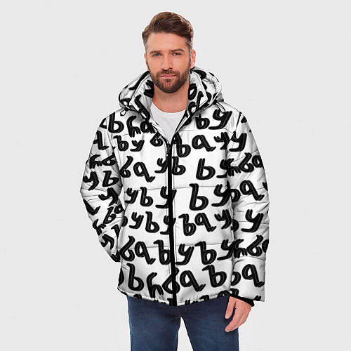 Мужская зимняя куртка Ъуъ съука надпись лого / 3D-Красный – фото 3
