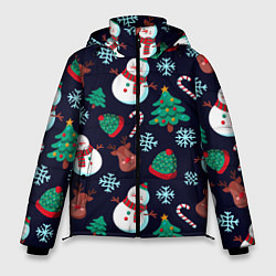 Мужская зимняя куртка Снеговички с рождественскими оленями и елками