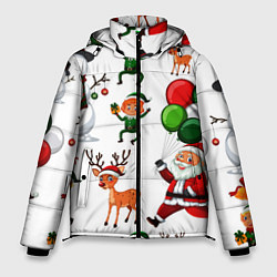 Мужская зимняя куртка Зимний праздник - деды морозы гномы олени