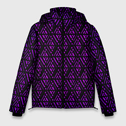 Куртка зимняя мужская Фиолетовые ромбы на чёрном фоне, цвет: 3D-красный