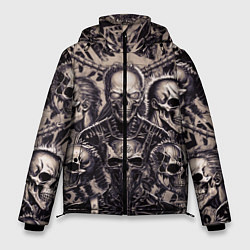 Куртка зимняя мужская Татуировка черепов, цвет: 3D-черный