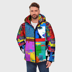 Куртка зимняя мужская Лоскутное одеяло - поп-арт, цвет: 3D-светло-серый — фото 2